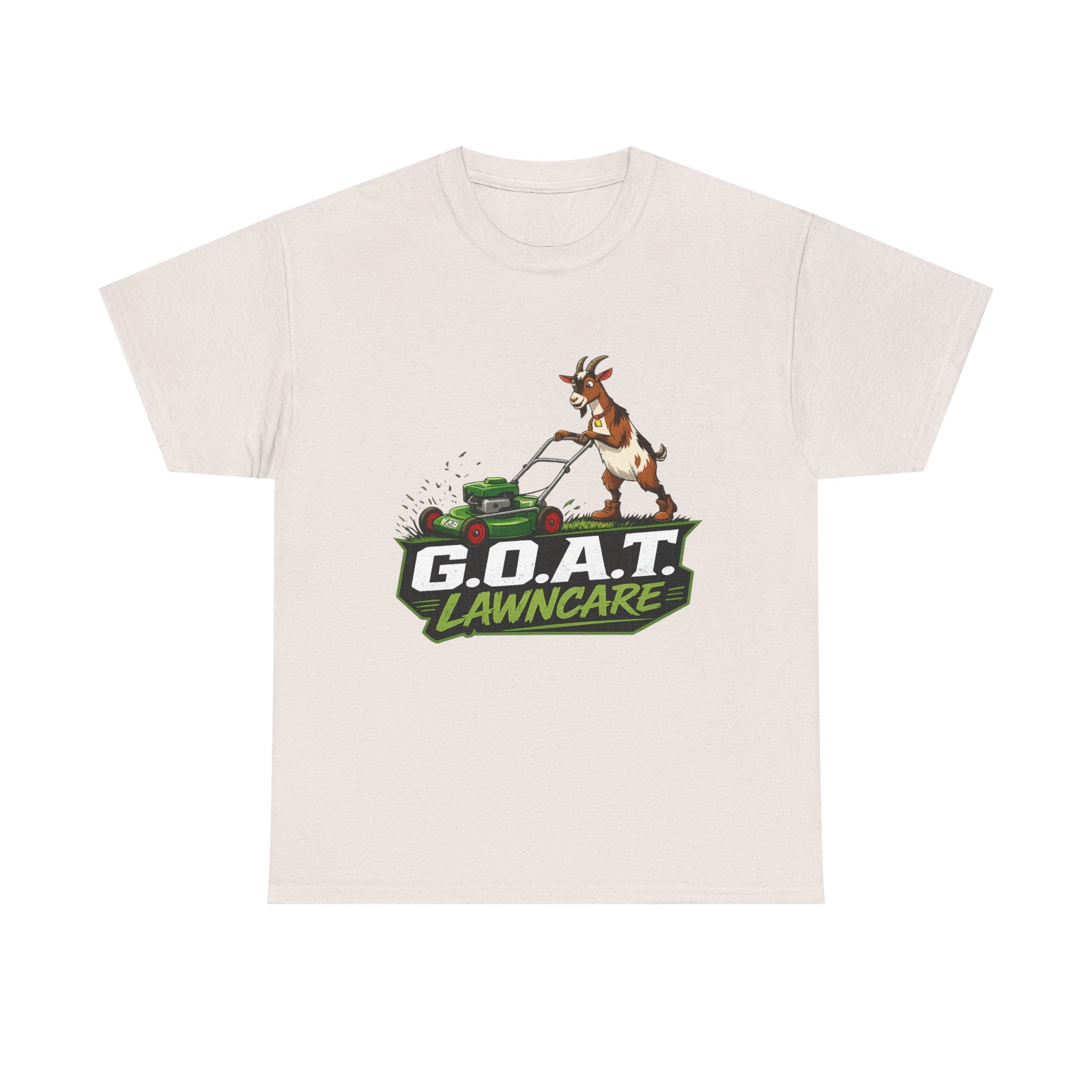 G.O.A.T. Lawncare T-Shirt — Funny Goat Mowing Lawn Tee