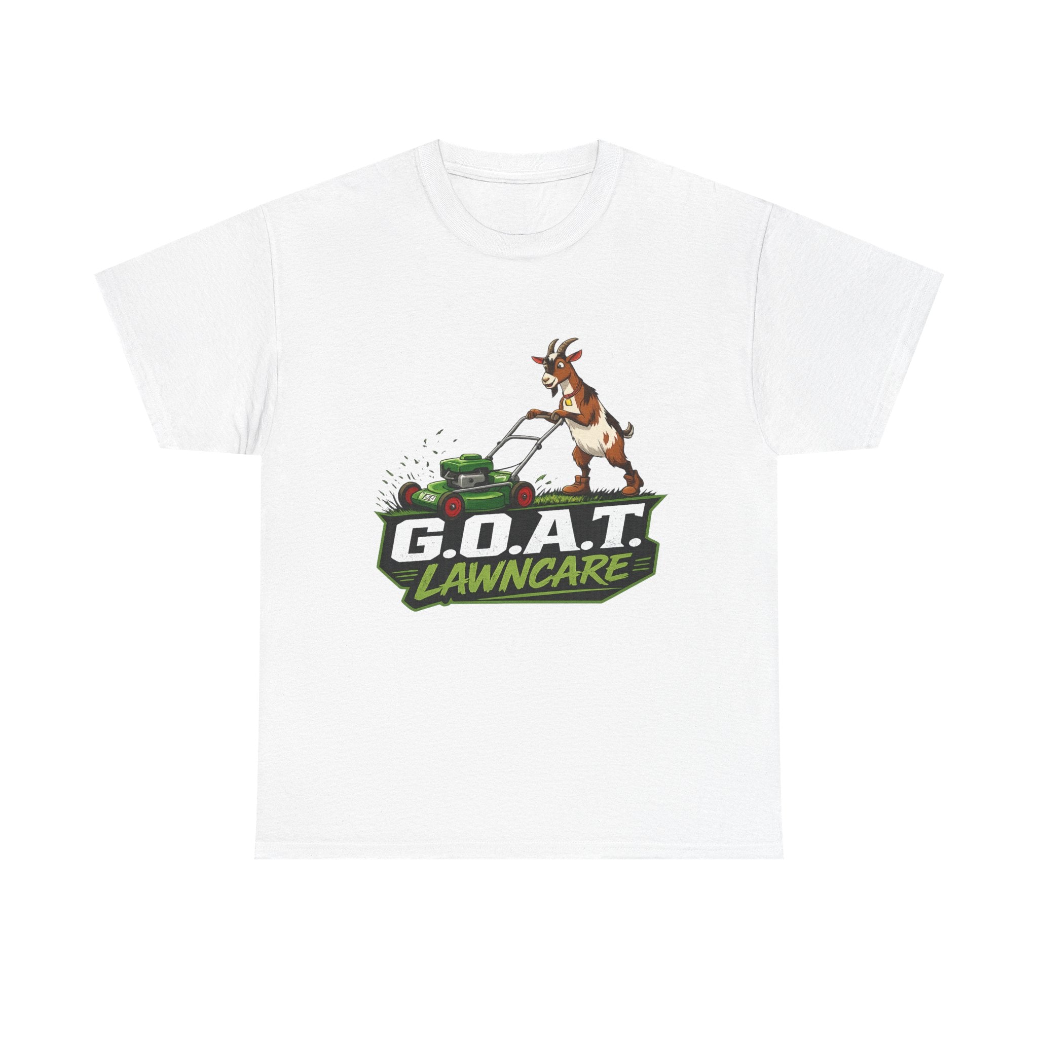 G.O.A.T. Lawncare T-Shirt — Funny Goat Mowing Lawn Tee
