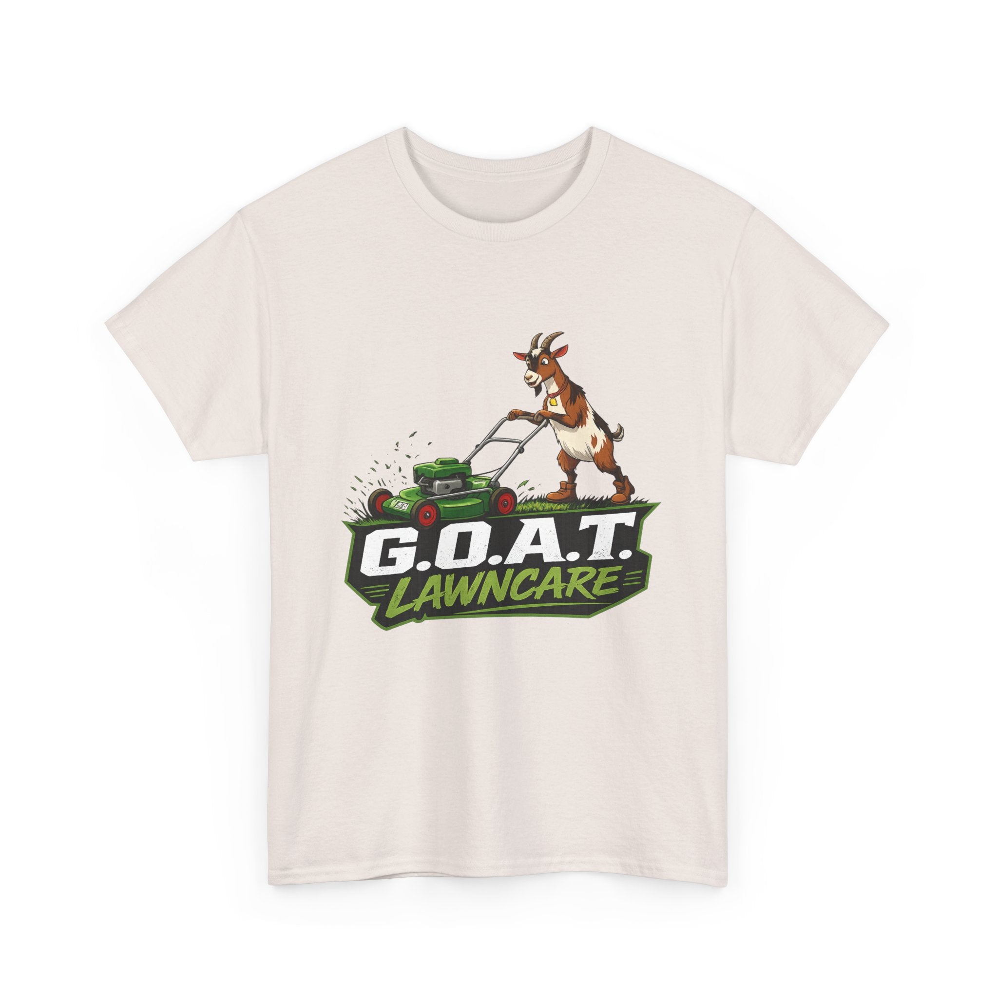 G.O.A.T. Lawncare T-Shirt — Funny Goat Mowing Lawn Tee