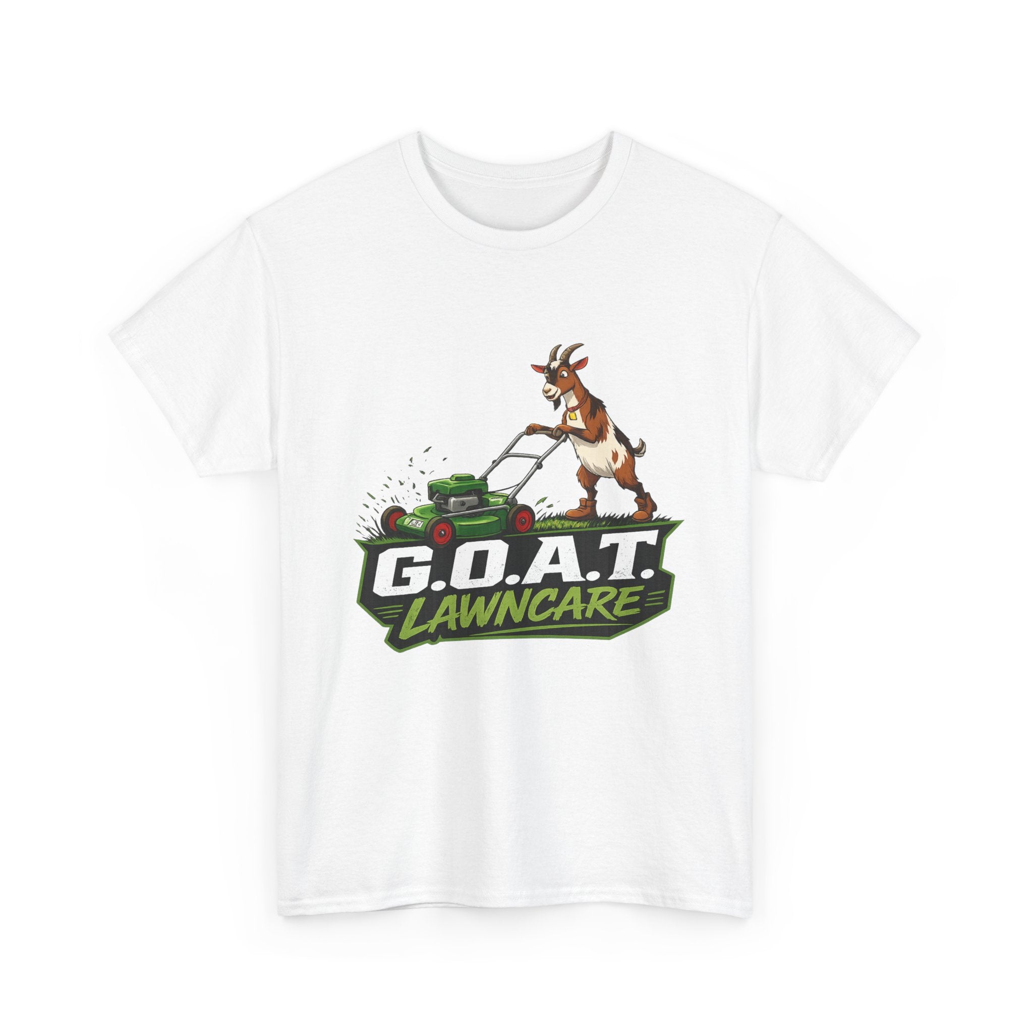 G.O.A.T. Lawncare T-Shirt — Funny Goat Mowing Lawn Tee