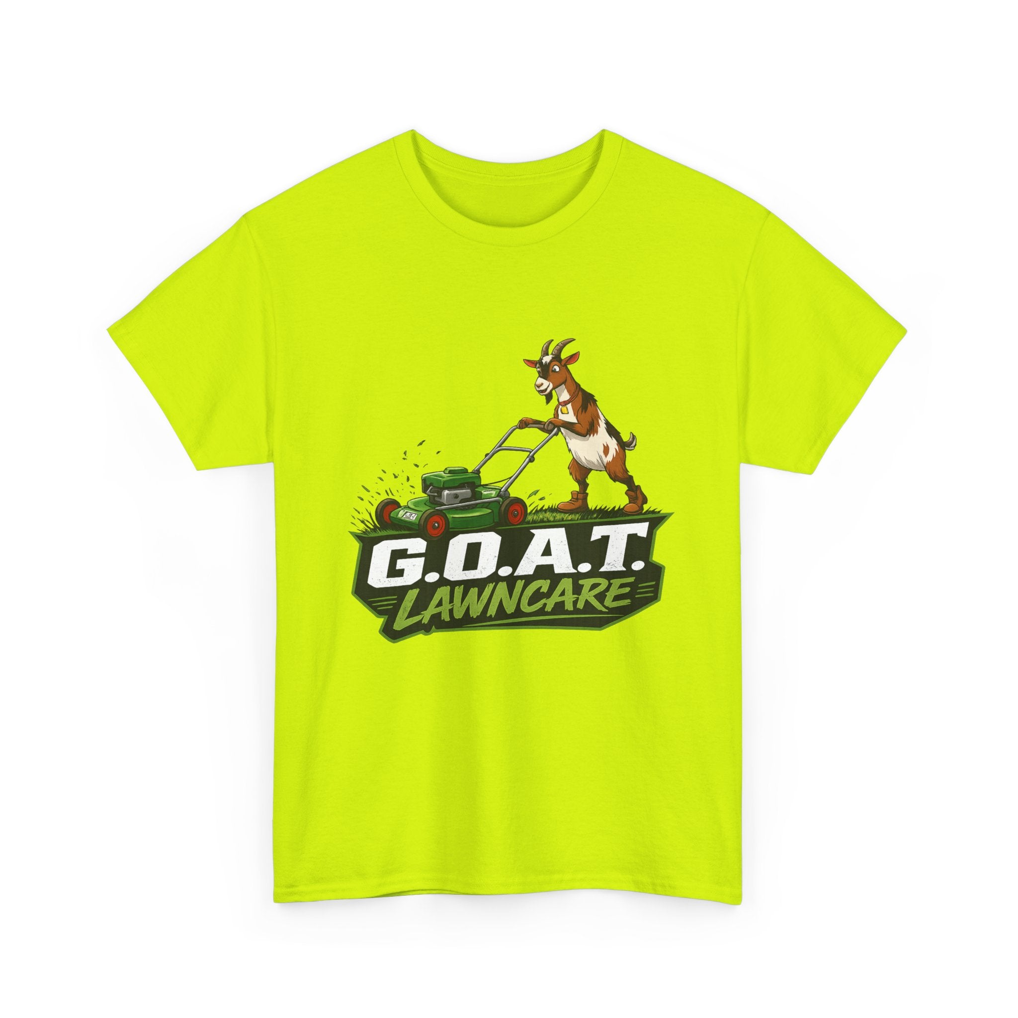 G.O.A.T. Lawncare T-Shirt — Funny Goat Mowing Lawn Tee