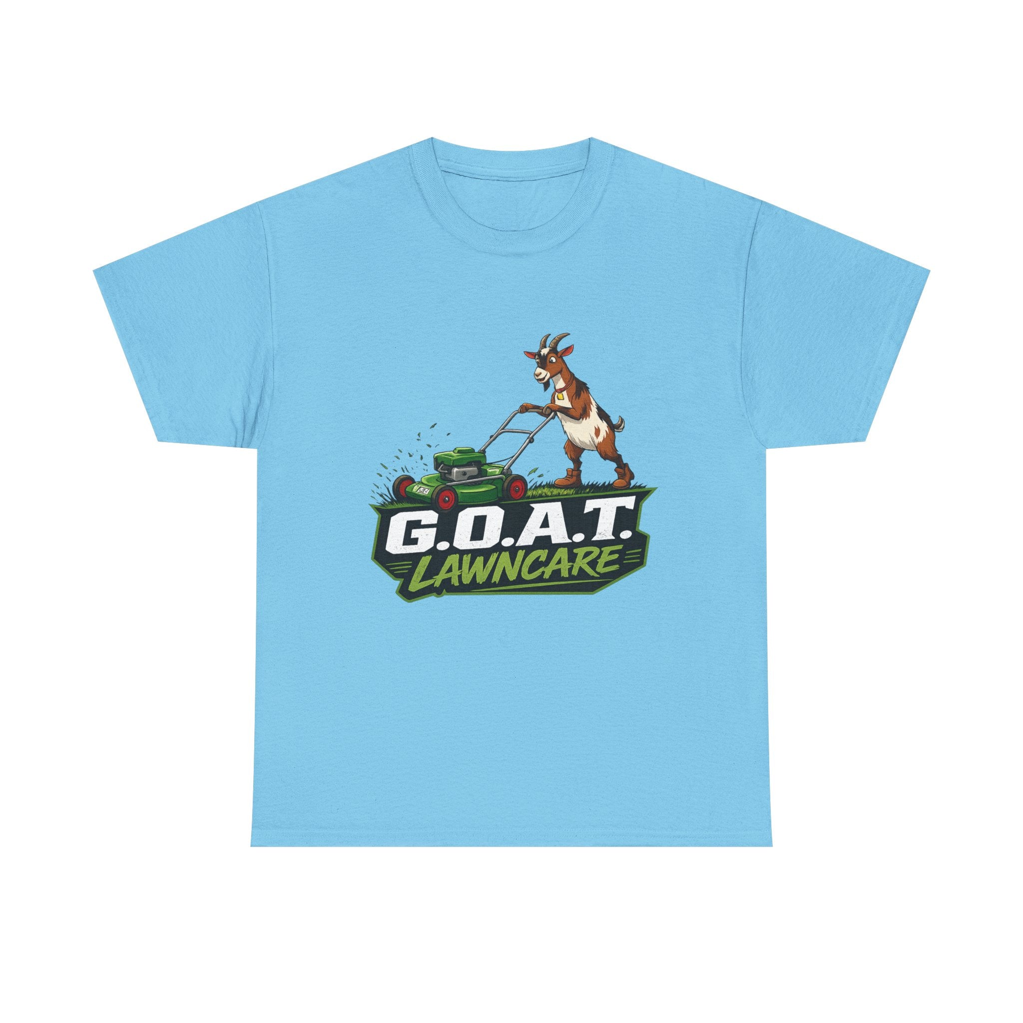 G.O.A.T. Lawncare T-Shirt — Funny Goat Mowing Lawn Tee