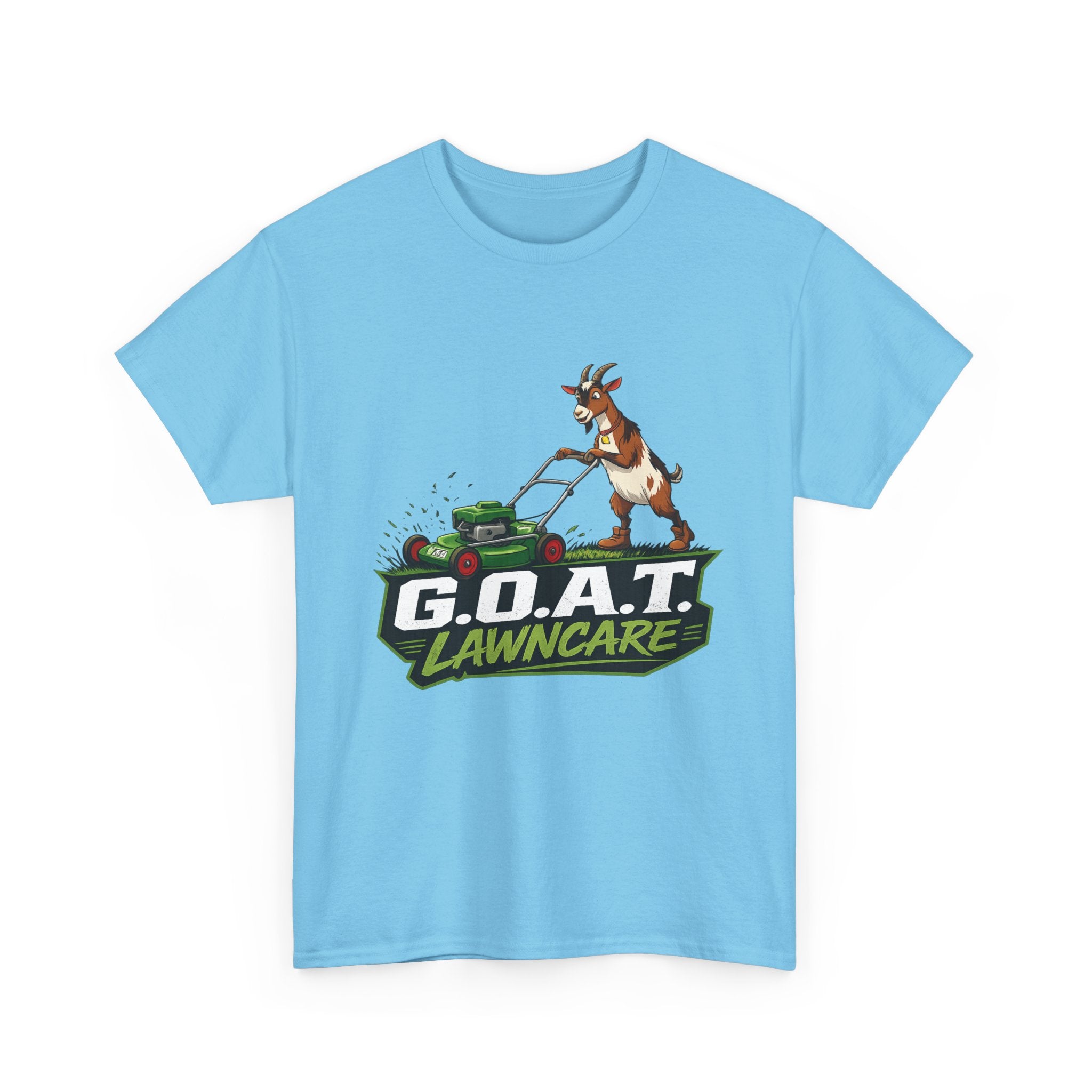 G.O.A.T. Lawncare T-Shirt — Funny Goat Mowing Lawn Tee